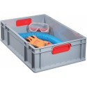 Boite EuroBox 422,400x300x220mm poignée fermée.,gris/rouge