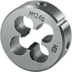 Porte-filière, métrique, en acier à coupe rapide, Filetage : M12, Pas 1,75 mm, Ø extérieur x hauteur 38 x 14 mm