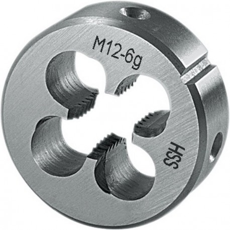 Porte-filière, métrique, en acier à coupe rapide, Filetage : M12, Pas 1,75 mm, Ø extérieur x hauteur 38 x 14 mm