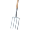 Fourche beche avec manche en T 4 dents a baionnette Chromé
