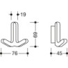 Crochet double Ser.477 mat,élastique Plastique (TPU) 50 bleu acier H.69mm HEWI