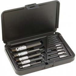 Jeu d'extracteurs de tarauds, 3 fentes, en coffret, Modèle : M3-M20 pour tarauds à main, Taille de filetage M3 M4 M5 M6 M8 M10 M12 M14 M16 M20