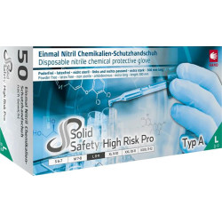 Gants jetables en nitrile. HIGH RISK PRO. non poudrés. Taille.S