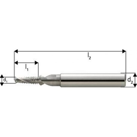 Fraise à percer et fileter BGF en carbure monobloc, avec arrosage central, 1,5 x d, sans revêtement, Filetage : M12, Pas 1,75 mm