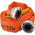 Tuyau plat de construction/industriel. orange. C/52mm avec 2 clapets anti-fuite. STORZ Raccord. 20m FORTIS