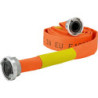 Tuyau plat de construction/industriel. orange. B/75mm avec 2 clapets de fuite. STORZ Raccord 20m FORTIS