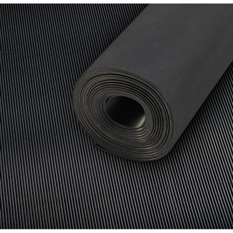 Tapis à stries fines SBR. noir. 3mm. 1000mm 5m FORTIS