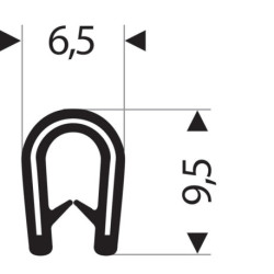 Protection d'arêtes flexible ronde. noir. 6.5x9.5 mm. Plage de serrage 1.0-2.0mm. 10m FORTIS (Par 10)