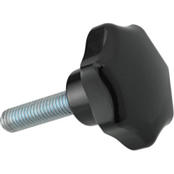 Poignée étoile DIN6336A Duroplast. Forme L. 40mm. M 8x30. Contenu : 5 pièces FORTIS