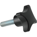 Poignée en croix DIN6335A Duroplast. Forme L. 32mm. M 6x30. Contenu : 5 pièces FORTIS