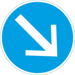 Panneau VKZ.222 Ronde 600mm sens de circulation à droite Label de qualité RAL film RA1
