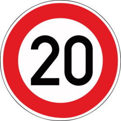 Panneau VKZ.274-20 Rond 600mm 20 km/h Label de qualité RAL film RA1