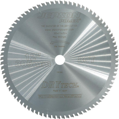 Lame de scie carbure Drytech D-305x25.4x2.2mm 80Z pour acier à parois minces Jepson