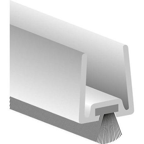 Profilé de porte en verre GDP avec. Brosse PP alu argent. L2250. TS 8