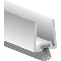 Profilé de porte en verre GDP m. souple. Brosse PP alu argent. L2250. TS 12