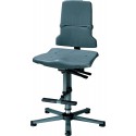 Chaise de travail ESD Sintec 3 sur patins avec marchepied - gris - Dossier Contact permanent - 9801-1000