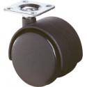Roulette plastique F75 50 noir avec plat