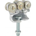 HELM 392 Monture tole galvanisée, fixation sur plat, galet avec moyeu M12x60, hauteur réglable