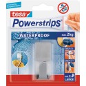 Tesa Powerstrips Crochet rectangulaire Waterproof métal + 2 languettes Waterproof