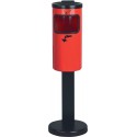 Poubelle cendrier rond rouge avec support