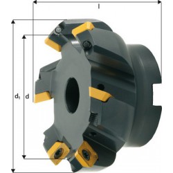 Fraise à surfacer à 45° arrosage interne, Ø d : 80 mm, Nombre de dents 6, Ø du perçage de positionnement 27 mm, Dimensions Ø d1 : 93 mm