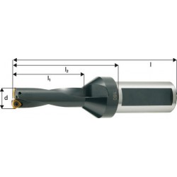 Foret plein pour plaquettes à arrosage central, Ø d : 53,0 mm, Dimensions l1 161 mm, Dimensions l2 196 mm, Dimensions l : 264 mm, Ø queue h 6 : 40 mm