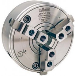 Mandrin à crémaillère à trois mors DURO-T avec cône court DIN 55027, goujon à téton et écrou à embase, Taille : 315 mm, Fixation cône court 6