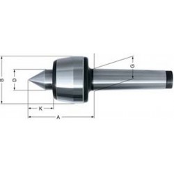Pointe tournante n° 600, Taille : 08, MK 4, A 75,5 mm, B : 42 mm, D : 20 mm, G : 31,267 mm, K : 25 mm