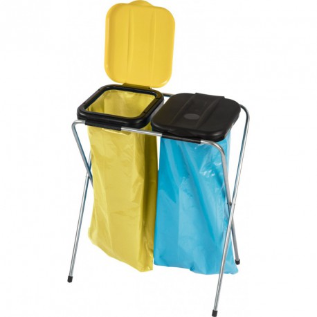 Collecteur de déchets 2x120 l avec couvercle noir/jaune
