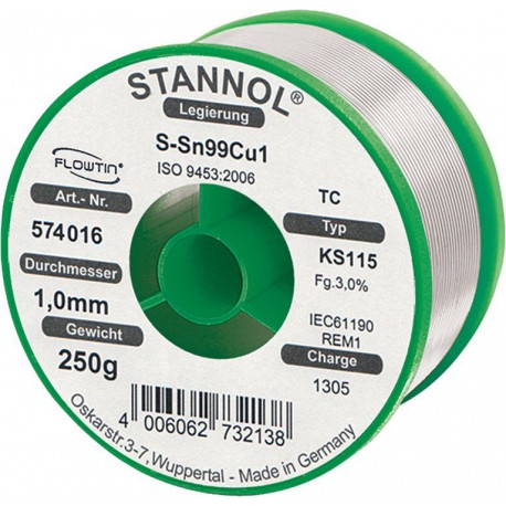 Fil à souder KS115 3,0% 1,0 Flowtin TC250g STANNO