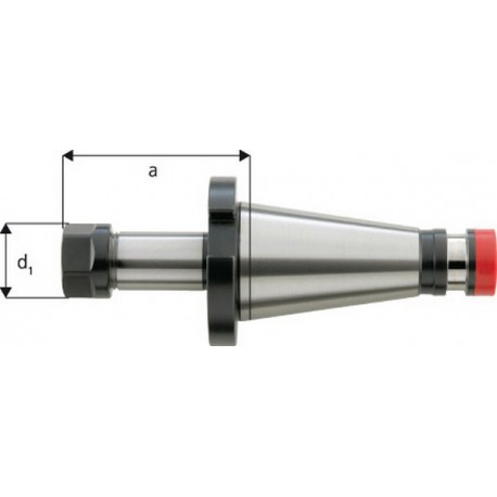 Mandrin à pinces, type ER DIN 2080, Capacité de serrage : 1,0-10,0 mm, ISO 40, Pince de serrage ER16, a : 55 mm, d1 : 25 mm