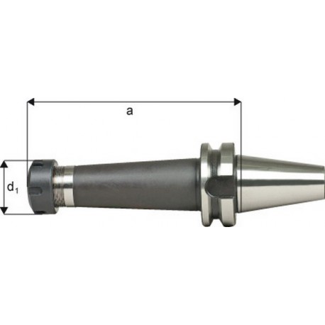 Mandrin à pinces, type ER DIN 2080 avec arrosage central, Capacité de serrage : 1,0-10,0 mm, MAS-BT 40, Pince de serrage ER16, a : 70 mm, d1 : 32 mm
