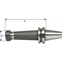 Mandrin à pinces, type ER DIN 2080 avec arrosage central, Capacité de serrage : 1,0-16,0 mm, MAS-BT 40, Pince de serrage ER25, a : 160 mm, d1 : 42 mm