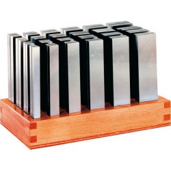 Jeu de cales parallèles précision, sur présentoir en bois, Long. : 150 mm