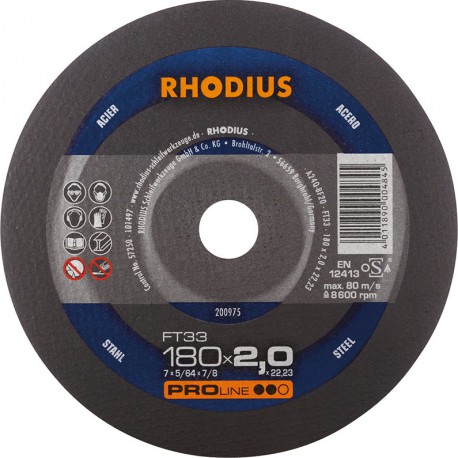 Disque de coupe FT33 180 x 2,0mm Rhodius(Par 25)