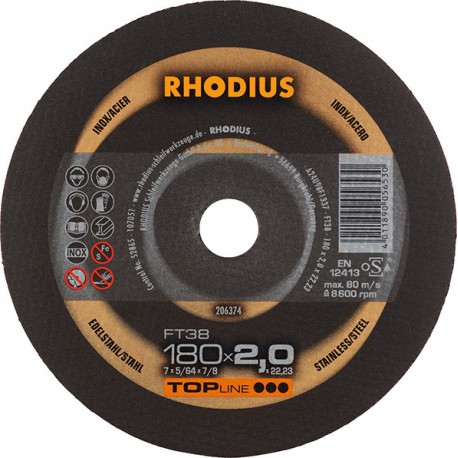 Disque de coupe FT38 180 x 2,0mm Rhodius(Par 25)