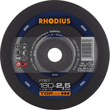 Disque de coupe FT67 180 x 2,5mm Rhodius(Par 25)