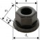 Ecrou hexagonal à embase, Filetage : M18, 6 pans cote s/plats 27 mm, Cote e 30,10 mm, Hauteur m : 27 mm, Hauteur a : 5,0 mm, Ø d'embase d1 : 34 mm