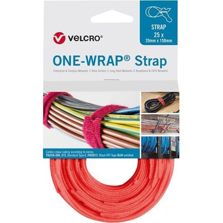 Attaches de câble velcro One Wrap Strap 20 x 330mm orange 25 unités