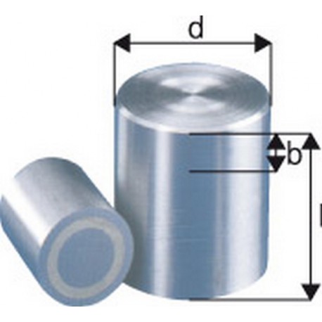 Aimant cylindrique, Ø d : 25 mm, Hauteur l 30 mm, Réduction max. b 5 mm, Force de maintien : 80 N, Poids : 106 g