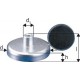 Aimant plat avec manchon taraudé, Ø d : 25 mm, Hauteur totale l 15 mm, Hauteur d'aimant h 7 mm, Ø de la douille d1 : 8 mm, Filetage : M4