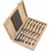 Jeu de 6 ciseaux en acier à outils avec manche en bois dans une boîte en bois, Contenu : 6 10 12 16 20 26 mm