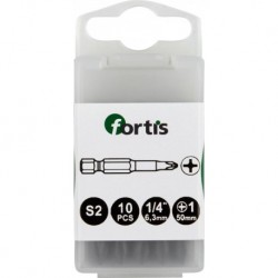 Embout Bit 1/4 DIN3126 E63 PH 2x50mm a10 unités FORTIS