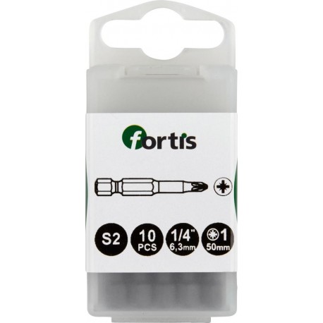 Embout Bit 1/4 DIN3126 E63 PZ 2x50mm a10 unités FORTIS