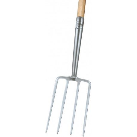 Fourche à bécher Inox 4 dents Manche forme T 85 cm
