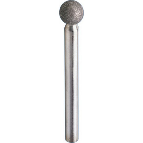 Meule diamantée sur tige sphérique DKU, Ø : 1 mm, Long. de la queue 44 mm, Ø de tige 3 mm