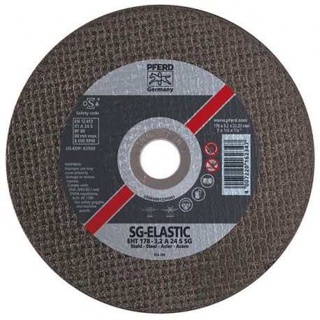 Disque à tronçonner SG-ELASTIC pour l'usinage de l'acier, Ø x Épais. : 125 x 1,6 mm, Modèle Droit, Vitesse maxi. 12200 tr/mn