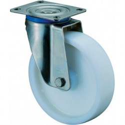 Roulette 125mm HS100 plaque Plastique blanc ERRL HS100.B14.125