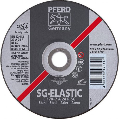 Disque à ébarber SG-ELASTIC pour l'usinage de l'acier, Ø x Épais. : 115 x 4,1 mm, Modèle Coudé, Vitesse maxi. 13300 tr/mn