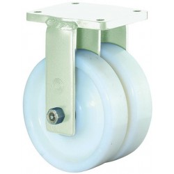 Roulette double 125mm S110.B15 plaque Plastique blanc KL S110.B15.126